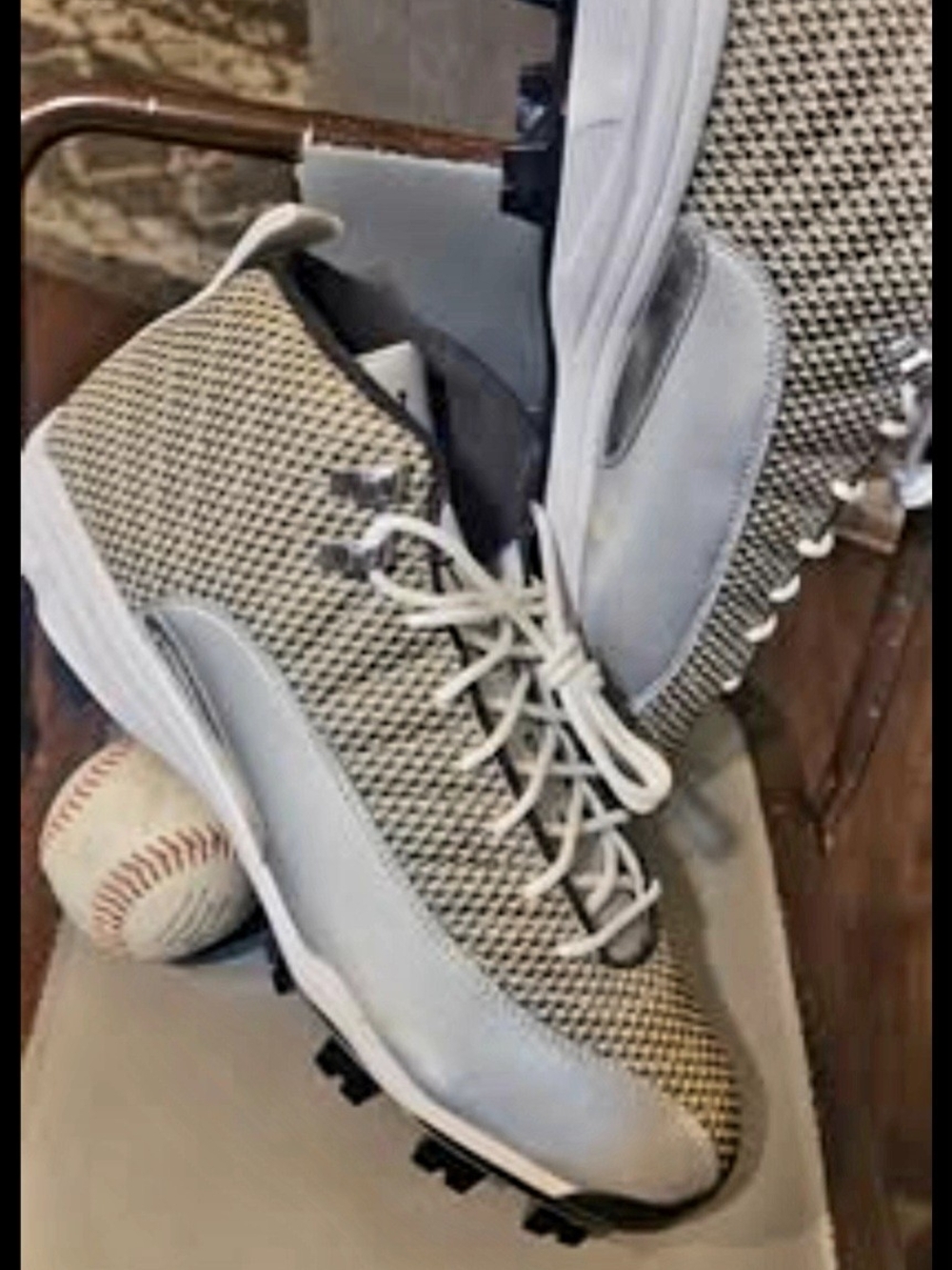 Gray Mesh Athletic Cleats with White Laces